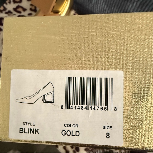 Ninety Union Gold Women's Square Stack Heels Shoes NEW Size 8 Church Formal - Picture 10 of 15